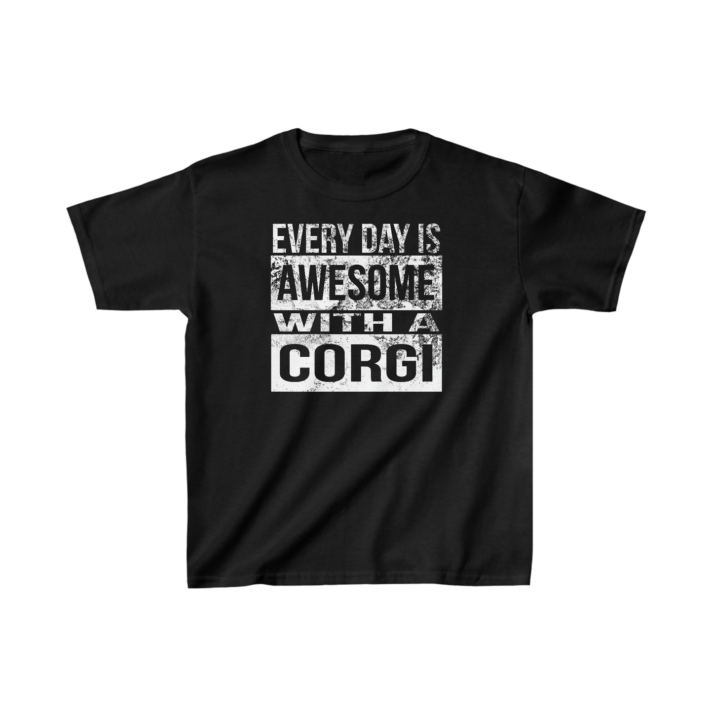 Black Awesome Corgi kids t-shirt Childs short sleeve
