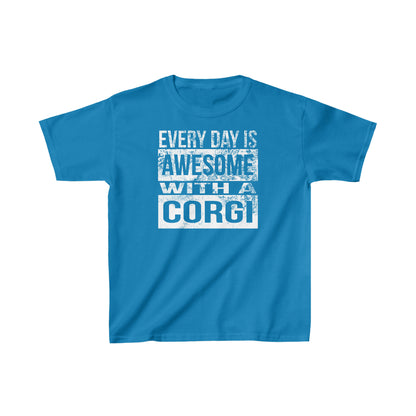 blue boy Awesome Corgi kids t-shirt Childs short sleeve