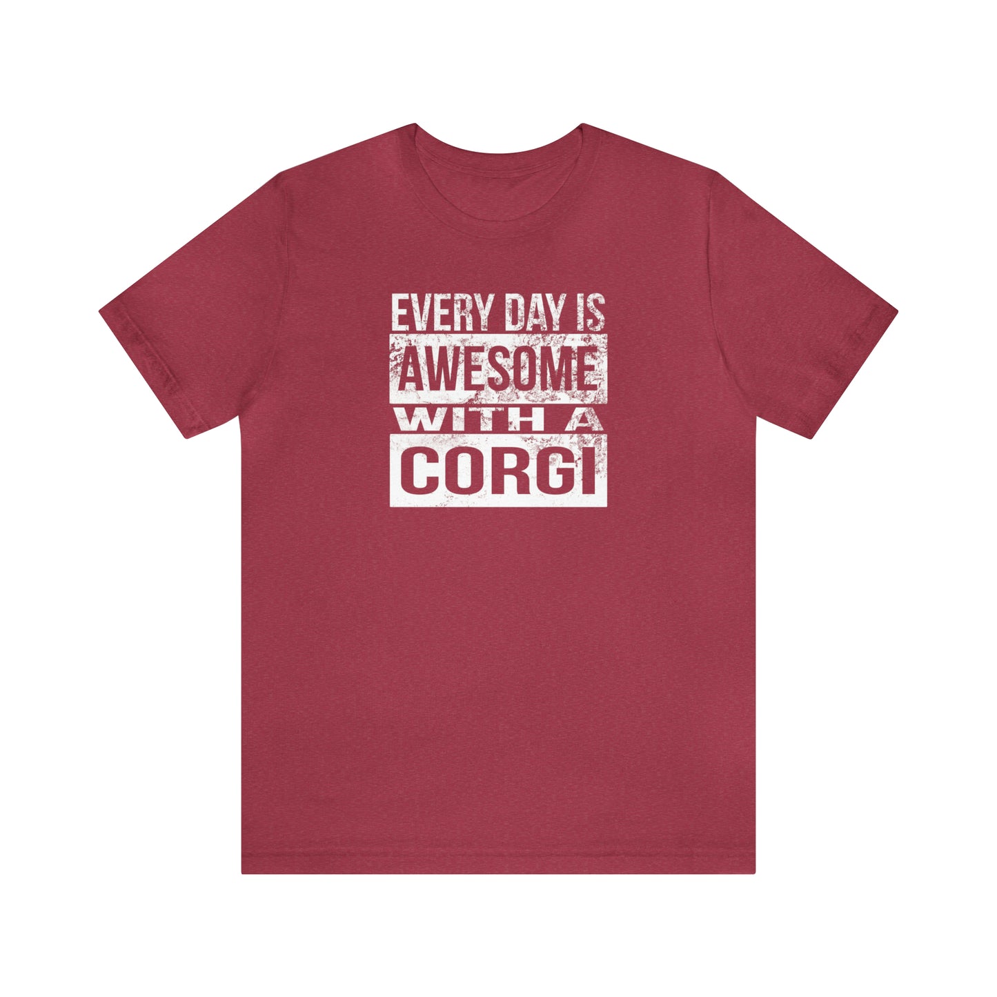 red pink awesome corgi women men t-shirt unisex short sleeve shirt