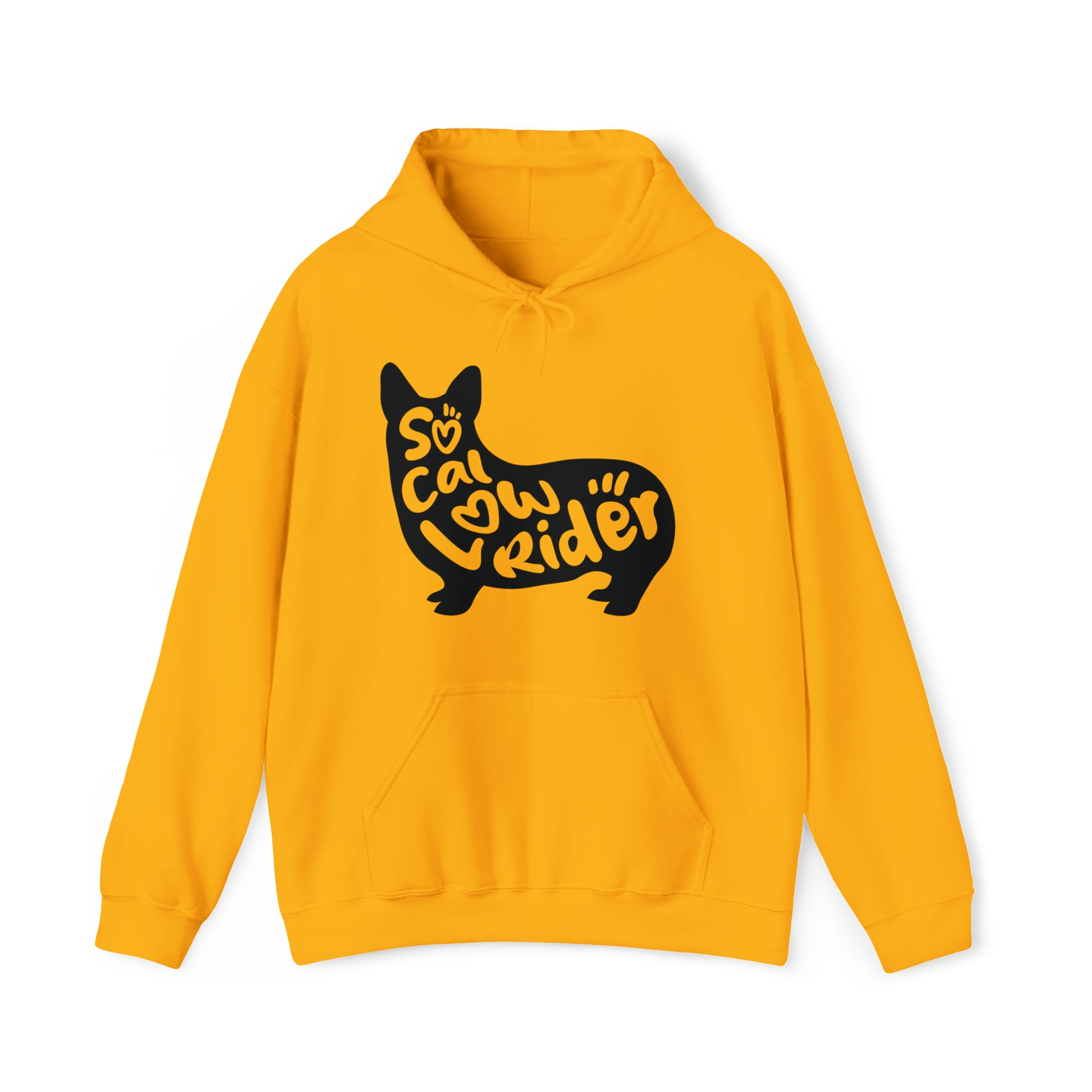 Yellow Gold SoCal LowRider Southern California corgi dog hoodie sweatshirt