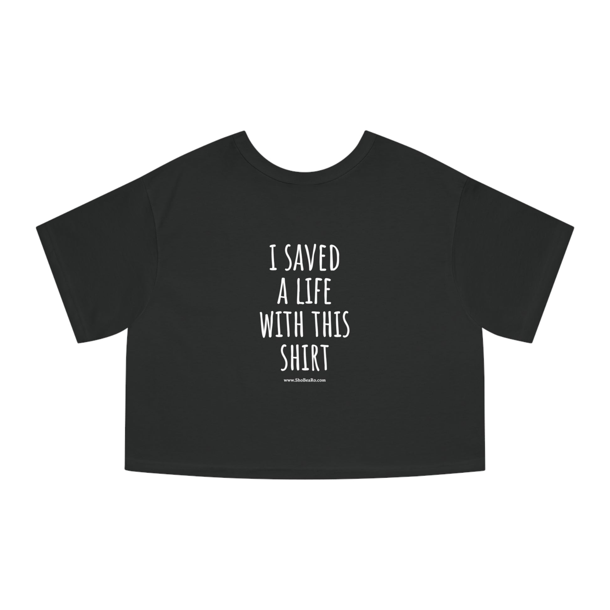 Black Back ShoBeaRo logo women's cropped t-shirt corgi hot dog I saved a life short sleeve Champion shirt