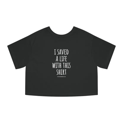 Black Back ShoBeaRo logo women's cropped t-shirt corgi hot dog I saved a life short sleeve Champion shirt