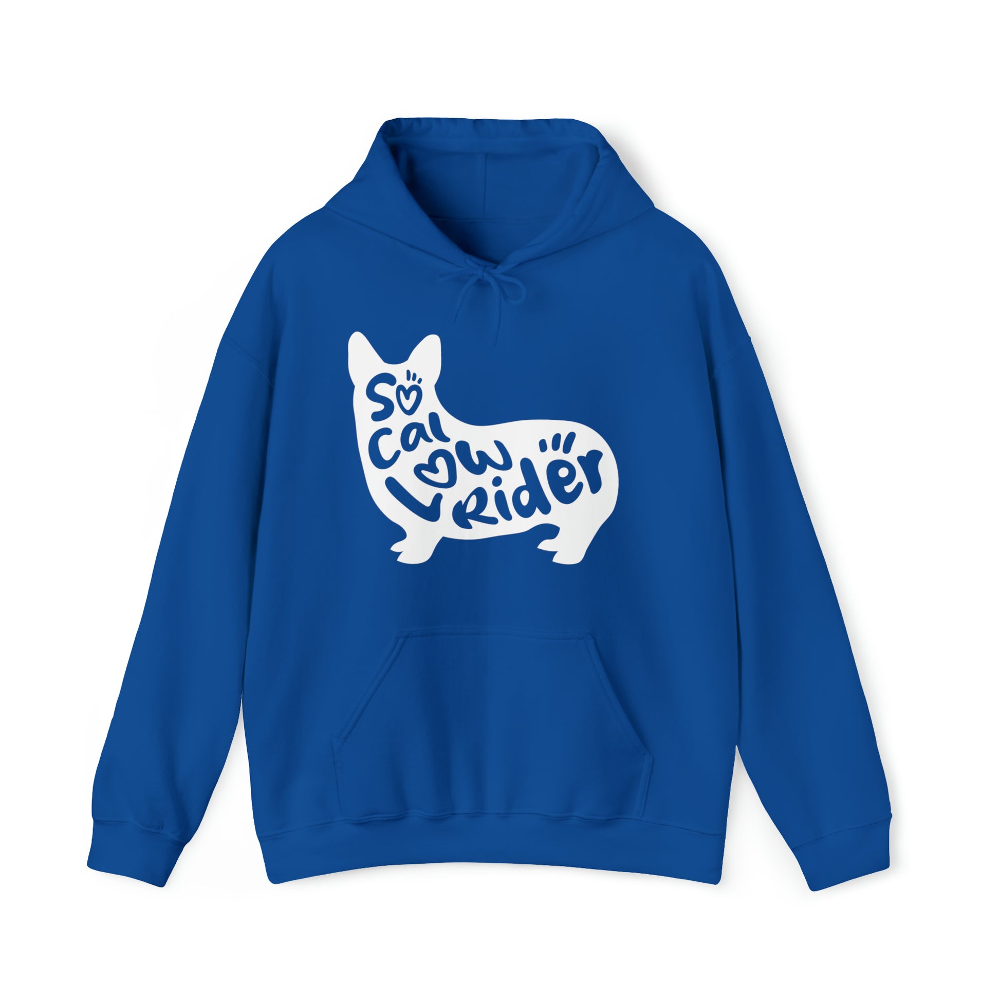 blue SoCal LowRider Southern California corgi dog hoodie sweatshirt