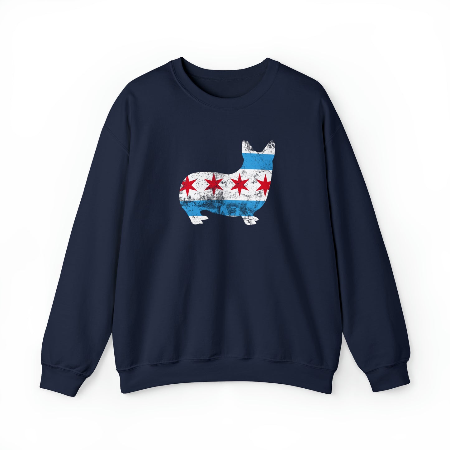 blue navy Chicago flag Windy City Illinois Pembroke Welsch corgi women men sweatshirt unisex shirt dog lover gift