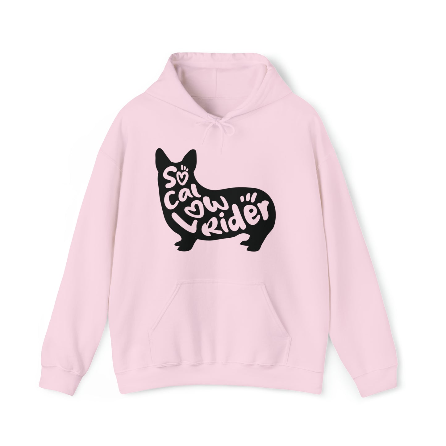 Pink SoCal LowRider Southern California corgi dog hoodie sweatshirt