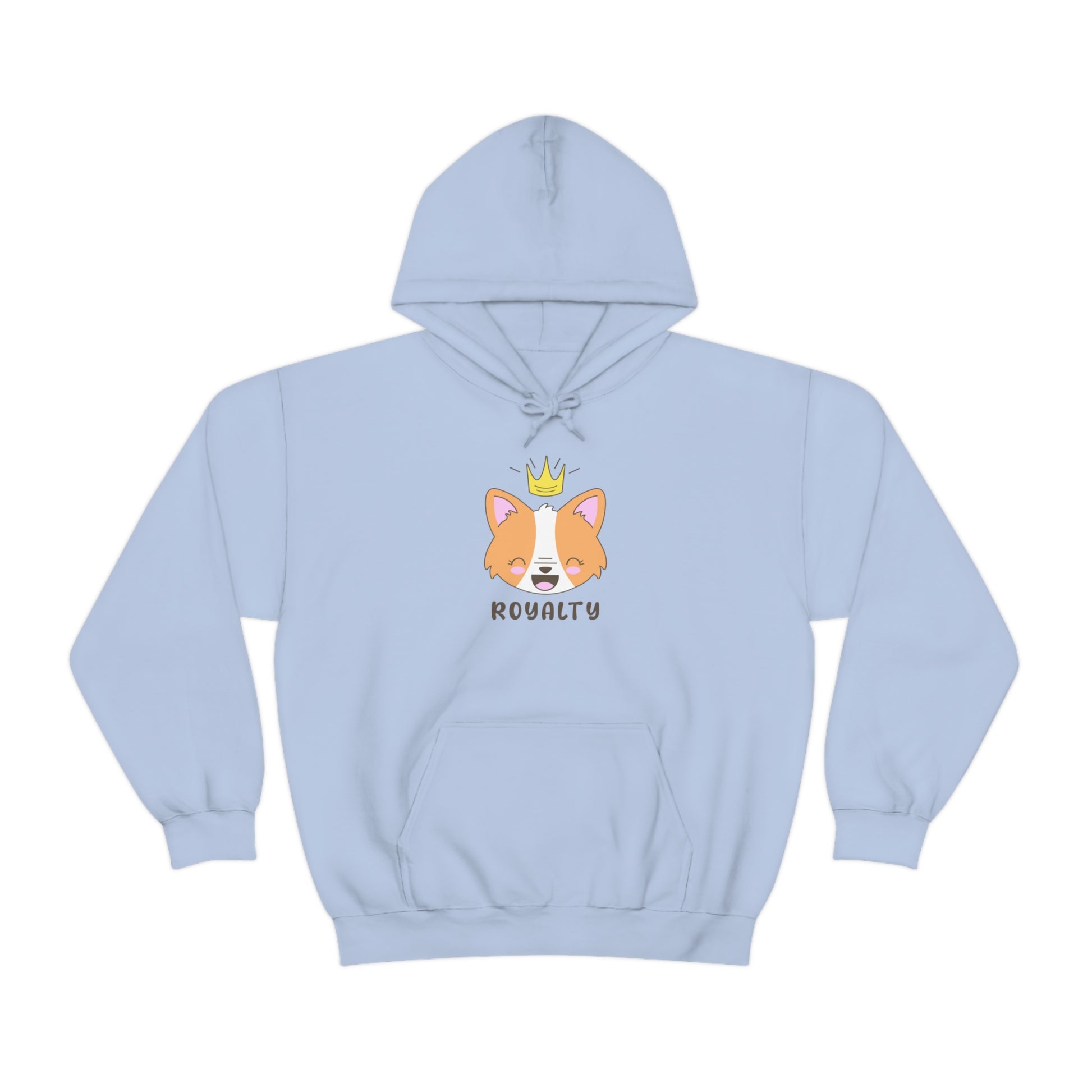 light blue Corgi Royalty Queen adult unisex hoodie clothing