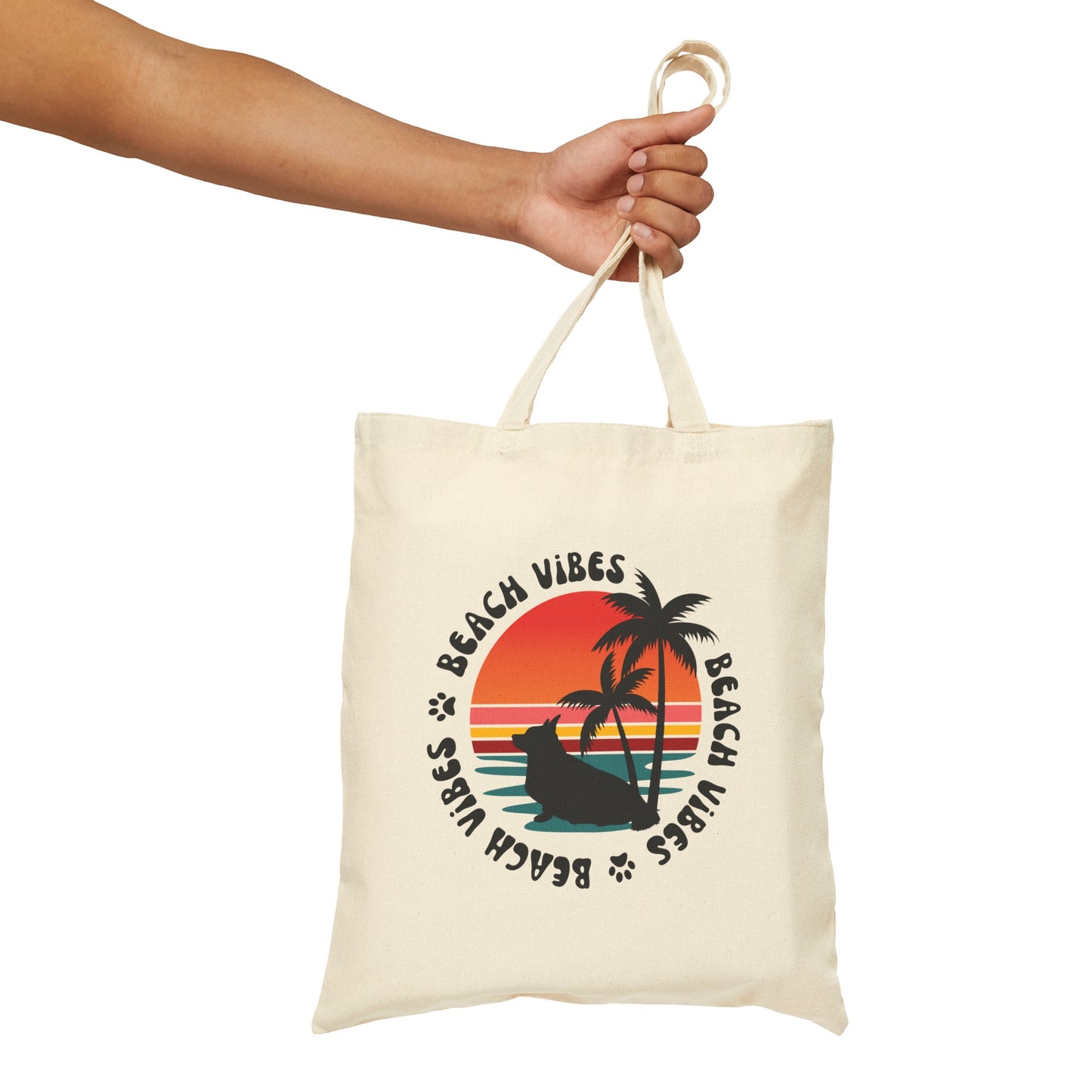 Corgi Canvas Tote Bag Beach Vibes