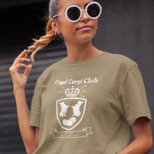 royal corgi club potato shield Pembroke Welsch t-shirt women men unisex short sleeve shirt