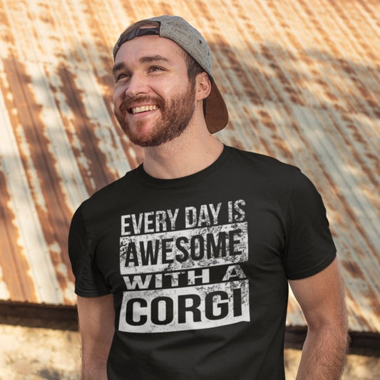Black awesome corgi women men t-shirt unisex short sleeve shirt