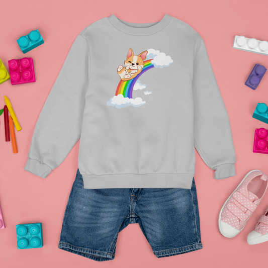 corgi rainbow kawaii sky clouds Pembroke Welsh puppy dog lover gift for kids children youth