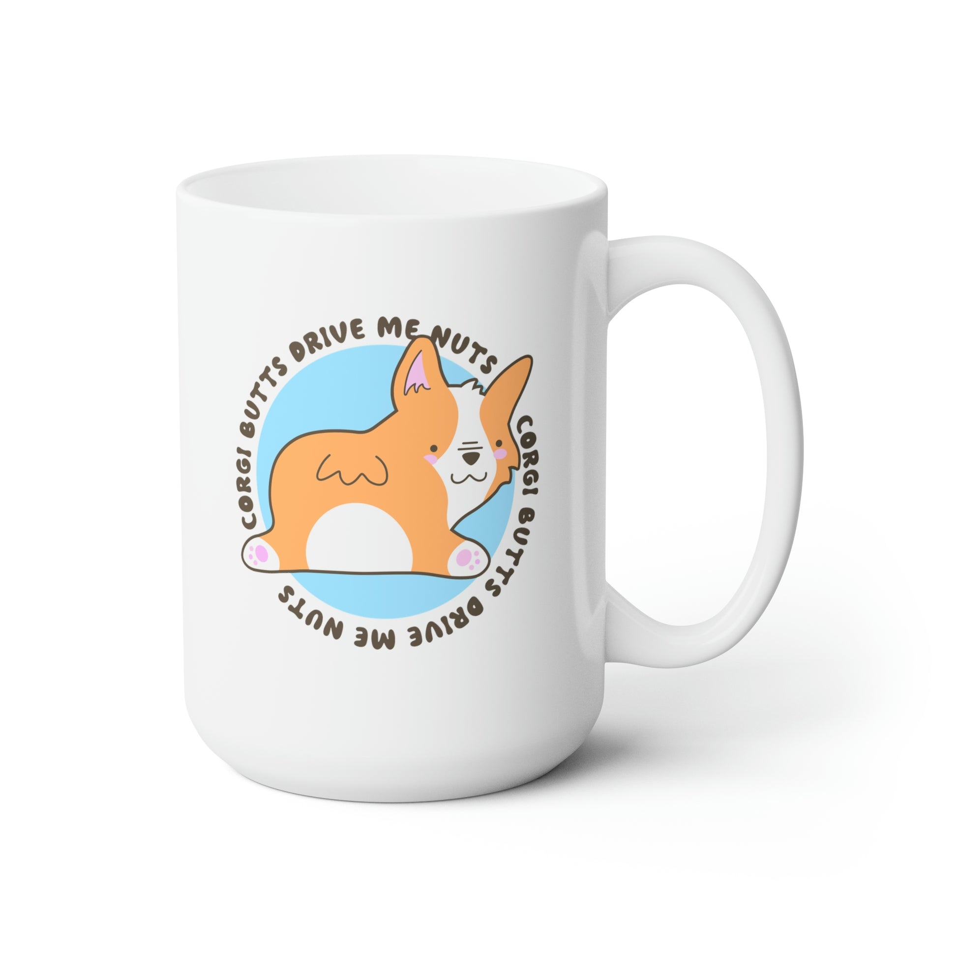 corgi butts drive me nuts coffee mug ceramic cup side view